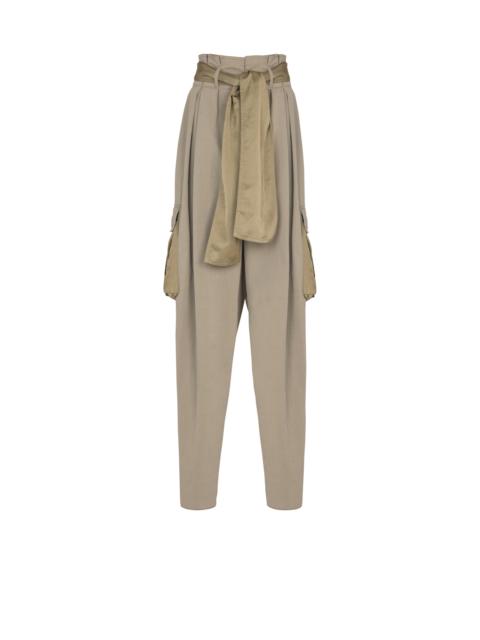 Balmain Cotton twill high-waisted trousers
