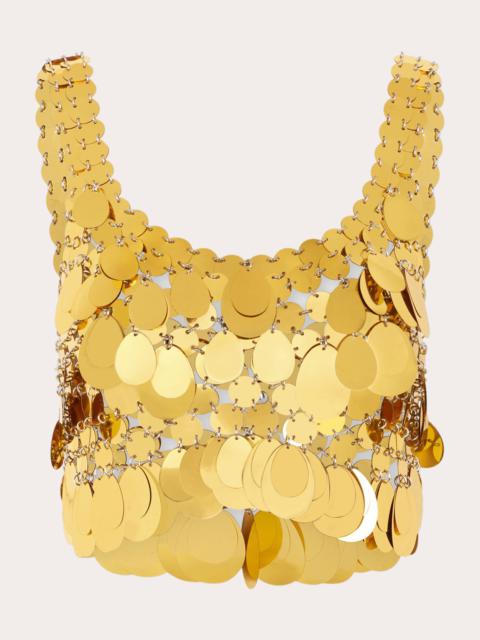 rabanne Sparkle Assembly Cropped Paillette-Embellished Chainmail Top