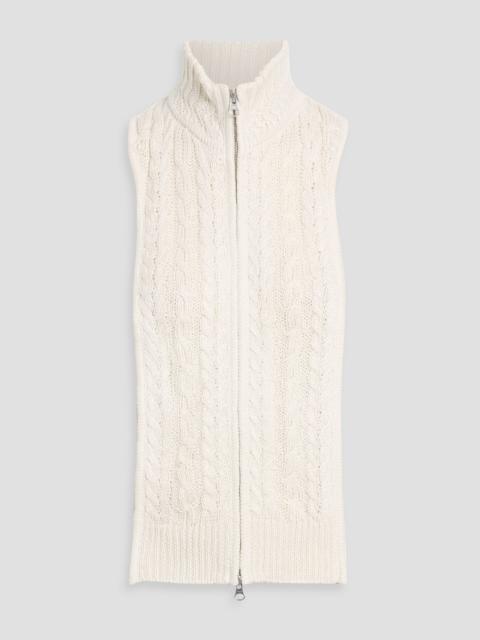 VERONICA BEARD Zander cable-knit linen and silk-blend dickey
