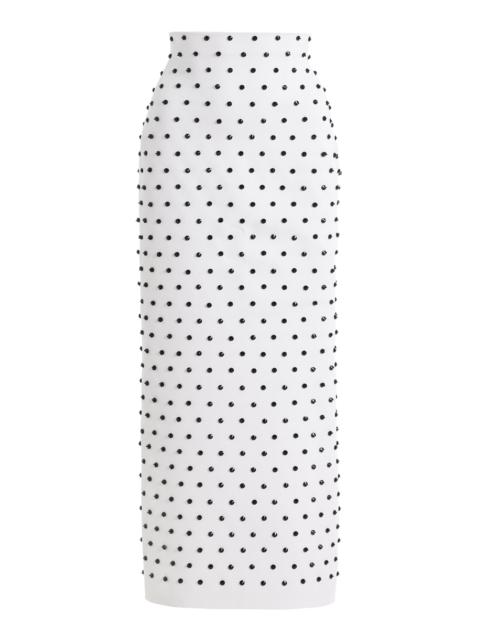 CAROLINA HERRERA Embellished  Dot Novelty Knit Pencil Skirt black/white