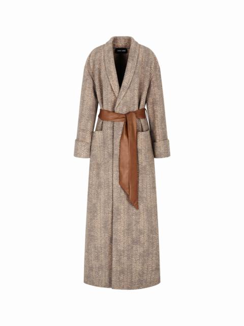GIORGIO ARMANI ASV CHEVRON WOOL AND CASHMERE LONG COAT