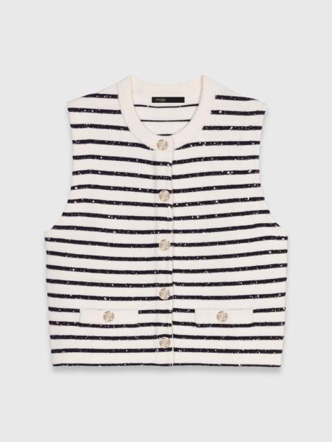 maje Striped wool blend top