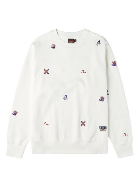 EVISU Allover Multi Logos Embroidery Relax Fit Sweatshirt