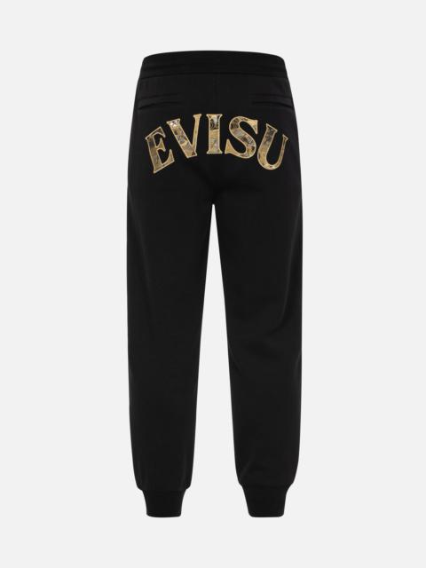EVISU SEAGULL EMBRODIERY AND LOGO BROCADE APPLIQUÉ REGULAR FIT SWEATPANTS