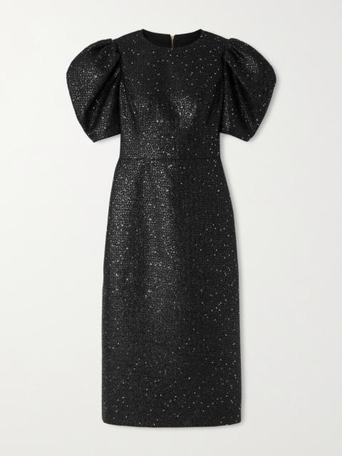 CAROLINA HERRERA Sequin-embellished Metallic Tweed Midi Dress