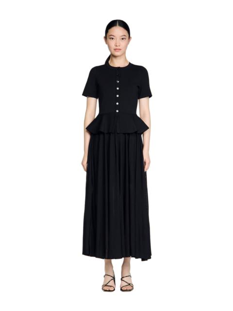 Sandro SANDRO Peplum knit maxi dress in Black at Nordstrom