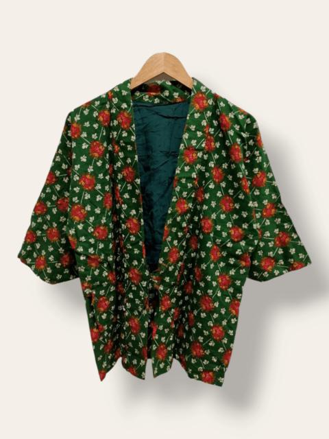 Other Designers Archival Clothing - Japanese Floral Green Abstract Kimono