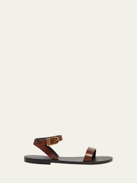 SAINT LAURENT Sahara Leather Ankle-Strap Sandals