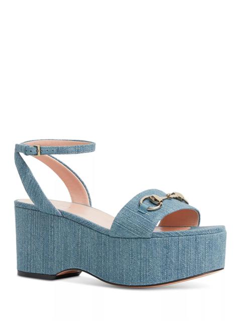 GUCCI Women's Lady Horsebit Platform Sandals