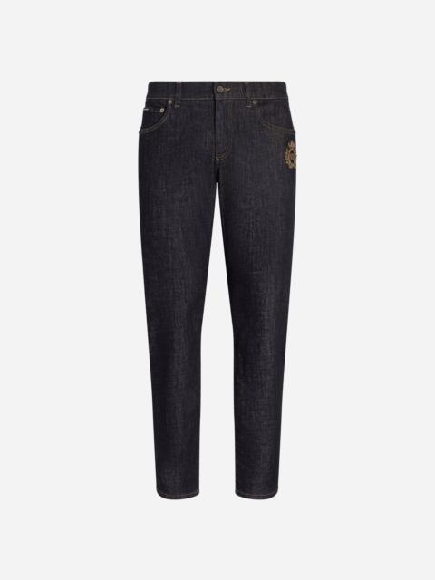 Dolce & Gabbana Slim-fit stretch cotton jeans with patch