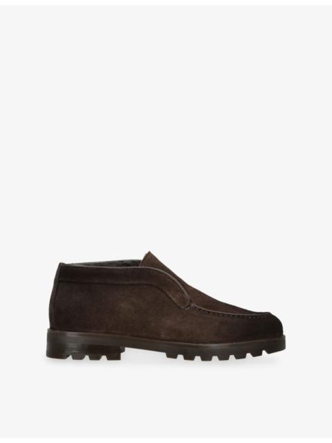 Santoni Shearling-Lined Suede Desert Boots