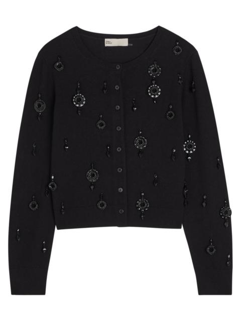 TORY BURCH Tory Burch Embellished Wool and Cashmere-blend Cardigan