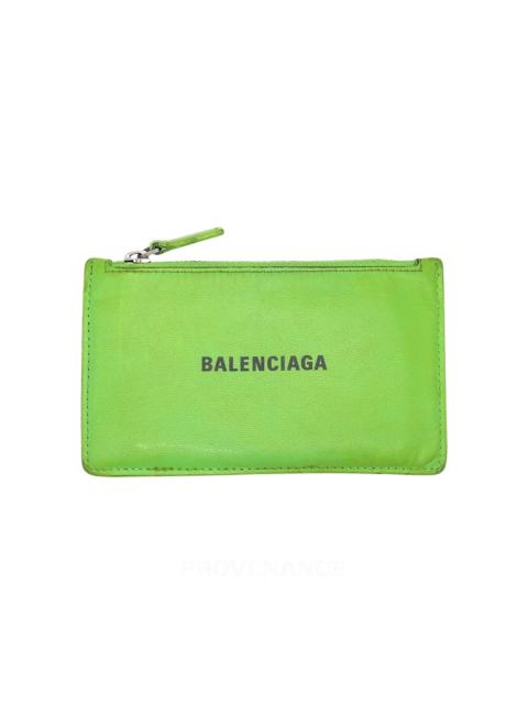 BALENCIAGA Balenciaga Logo Fragment Zip Card Wallet - Green Leather