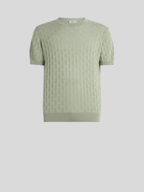 Etro KNIT COTTON T-SHIRT WITH MICRO PAISLEY MOTIF