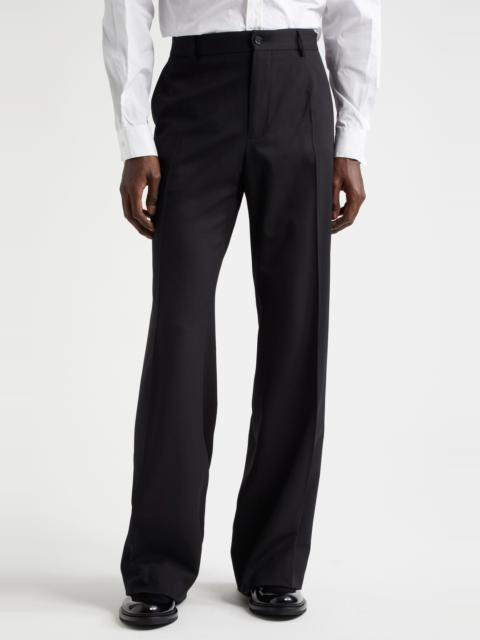 Dolce & Gabbana Dolce&Gabbana Pintuck Stretch Virgin Wool Straight Leg Pants in N0000 Nero at Nordstrom