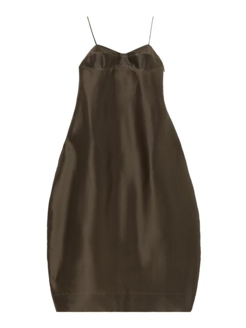 RÓHE Sheer Silk-Organza Bustier Volume Midi Dress brown