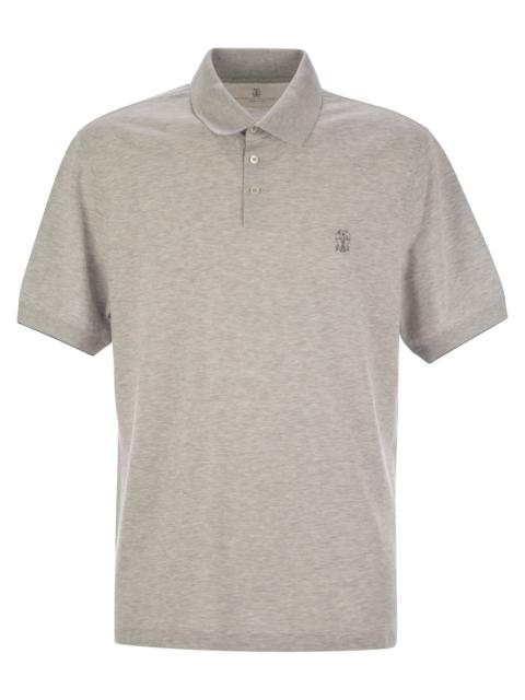 Brunello Cucinelli Men Cotton Polo Shirt With Printed Logo