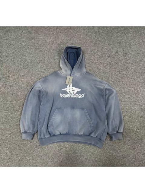 BALENCIAGA Balenciaga 23FW Phantom Overlap Layered Washed Blue Hoodie