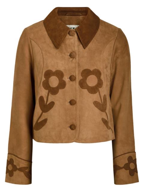 RIXO Rixo Dionne Floral Cropped Suede Jacket