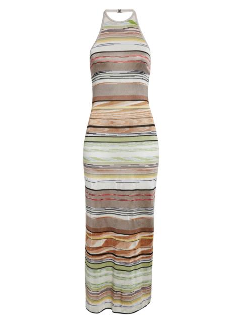 Missoni Missoni Flame Space Dye Stripe Knit Halter Neck Dress in Green Brown Tones at Nordstrom