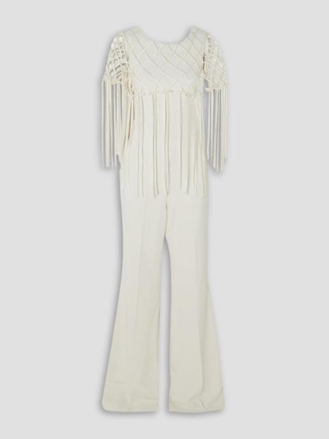 Other Designers Mara fringed satin-trimmed crepe jumpsuit