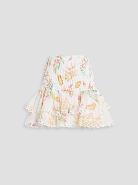 Charo Ruiz Gladi ruffled printed cotton-blend voile mini skirt