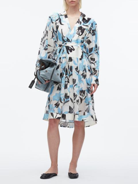 3.1 Phillip Lim 3.1 Phillip Lim Joyful Tulips Long Sleeve Silk Blend Shirtdress in Ivory Multi at Nordstrom