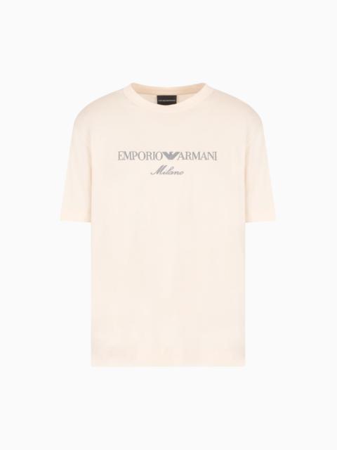 EMPORIO ARMANI JERSEY-LYOCELL BLEND T-SHIRT WITH ASV LOGO EMBROIDERY