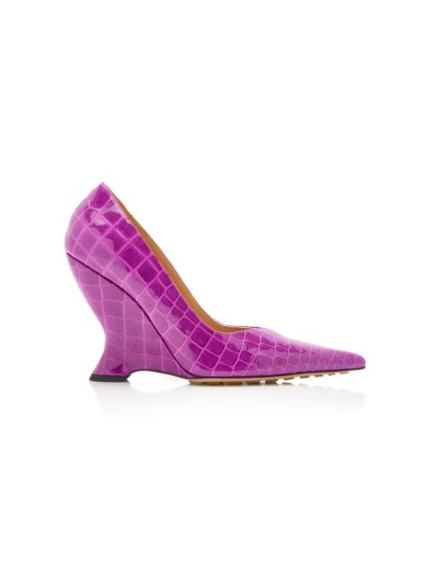 Bottega Veneta Embossed Croc Pumps fuchsia