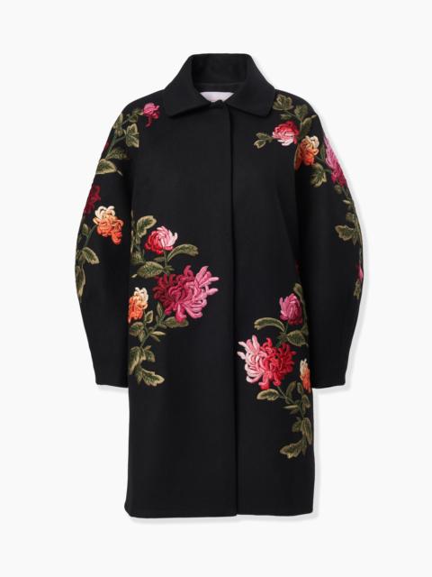 CAROLINA HERRERA Chrysanthemum-Embroidered Cocoon Coat