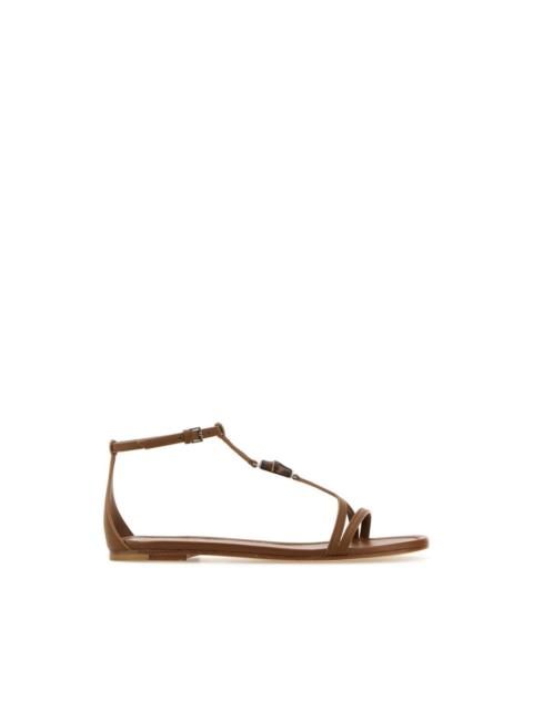 GUCCI GUCCI Caramel Brown Leather Sandals New & Authentic (Women's