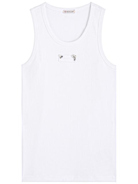 Moncler Crystal-embellished Logo Appliqué Stretch-cotton Tank