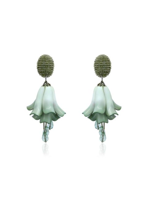 Oscar de la Renta Petal Dangle Earrings green
