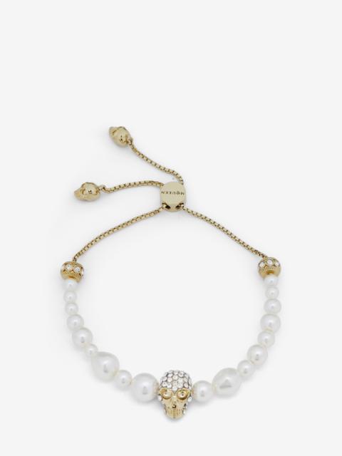 Alexander McQueen Skull And Pearl Friendship Bracelet