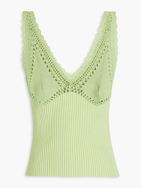 DEREK LAM 10 CROSBY Sia crochet-trimmed ribbed cotton-blend top