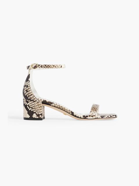 Stuart Weitzman Simple Curve snake-effect leather sandals