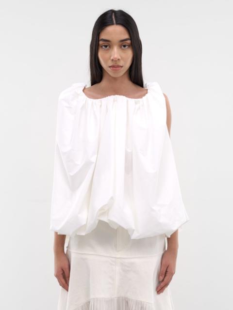 JACQUEMUS White Draped Bouffant Bubble Blouse