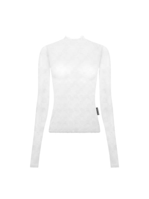Marine Serre Recycled Mesh Flock Second Skin Highneck Top