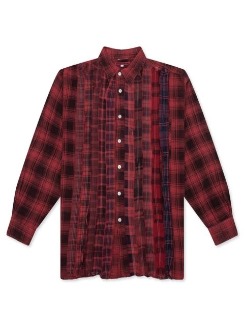 NEEDLES RIBBON OVER DYE FLANNEL SHIRT - RED