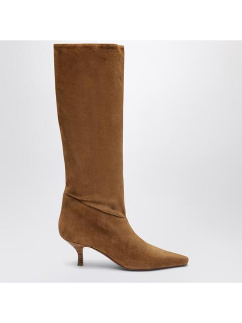 PARIS TEXAS Paris Texas Knee-High Cognac Goat Suede Boots Women