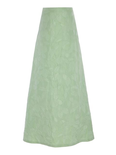 BERNADETTE Caswell Jacquard Maxi Skirt green