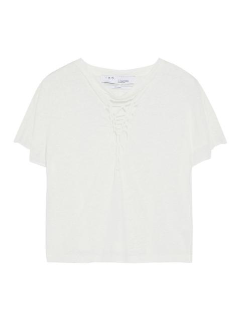 Other Designers Seemly cropped distressed linen-jersey top
