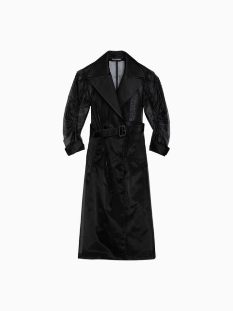 Dolce&Gabbana Black Semi-Transparent Silk Blend Coat Women