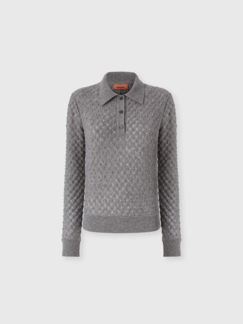 Missoni Missoni Cashmere Polo With Lace Pattern in Grey at Nordstrom