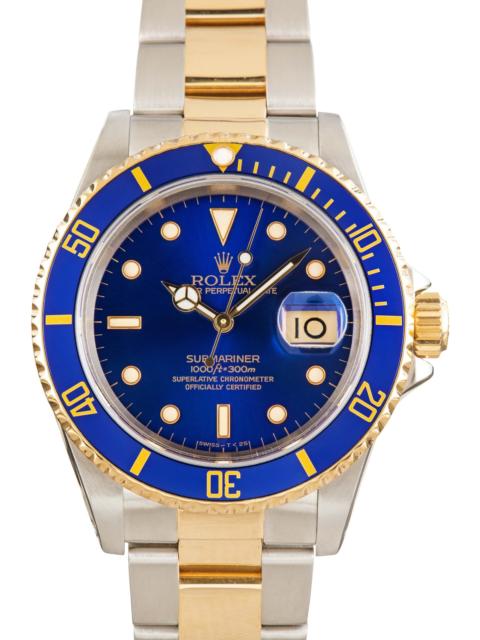 ROLEX Used Men's Rolex Submariner Steel & Gold 16613 Blue Dial