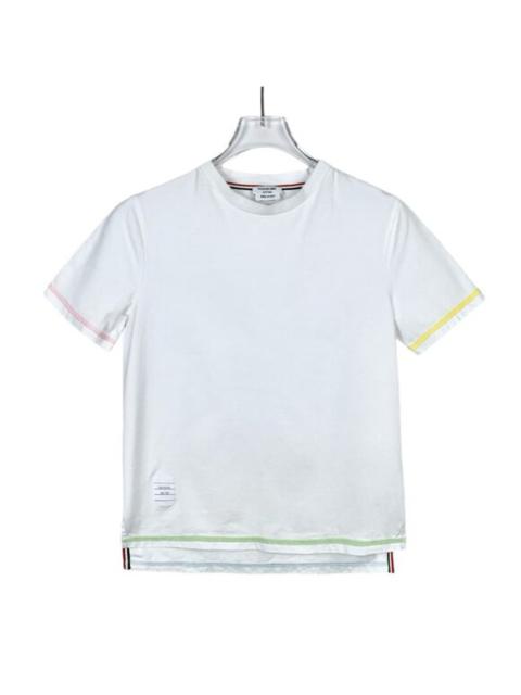 Thom Browne White Cotton Short Sleeve Tee With Colored Hem Details Size 36 Made