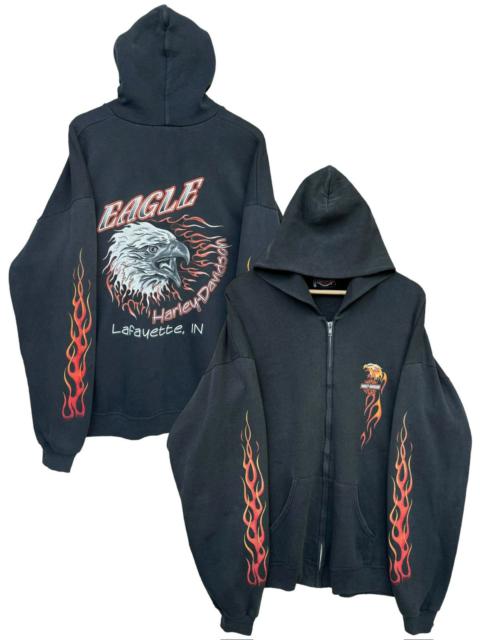 Other Designers Vintage Harley Davidson Flame Eagle Baggy Boxy Black Hoodie