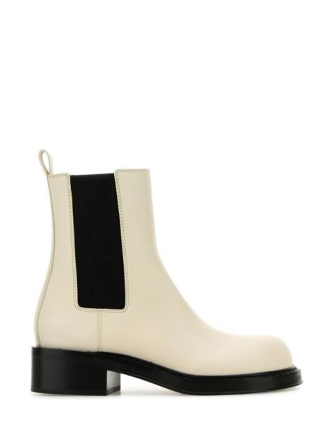 Bottega Veneta Bottega Veneta Women Ivory Leather Cliff Ankle Boots