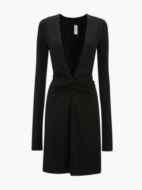 Victoria Beckham Long Sleeve V-Neck Mini Dress In Black