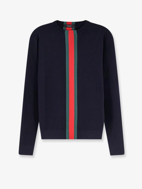 GUCCI Gucci Cotton Sweater with Nastro Web Inlay Black